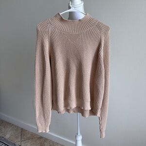 Fin and Vince women’s waffle mock neck sweater oatmeal color